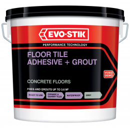 Floor tile adhesive and grout for concrete floors